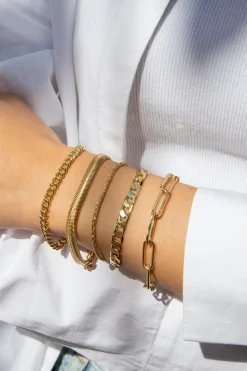 Clearance Les Soeurs Armband Mara Flat Curb Chain Gold