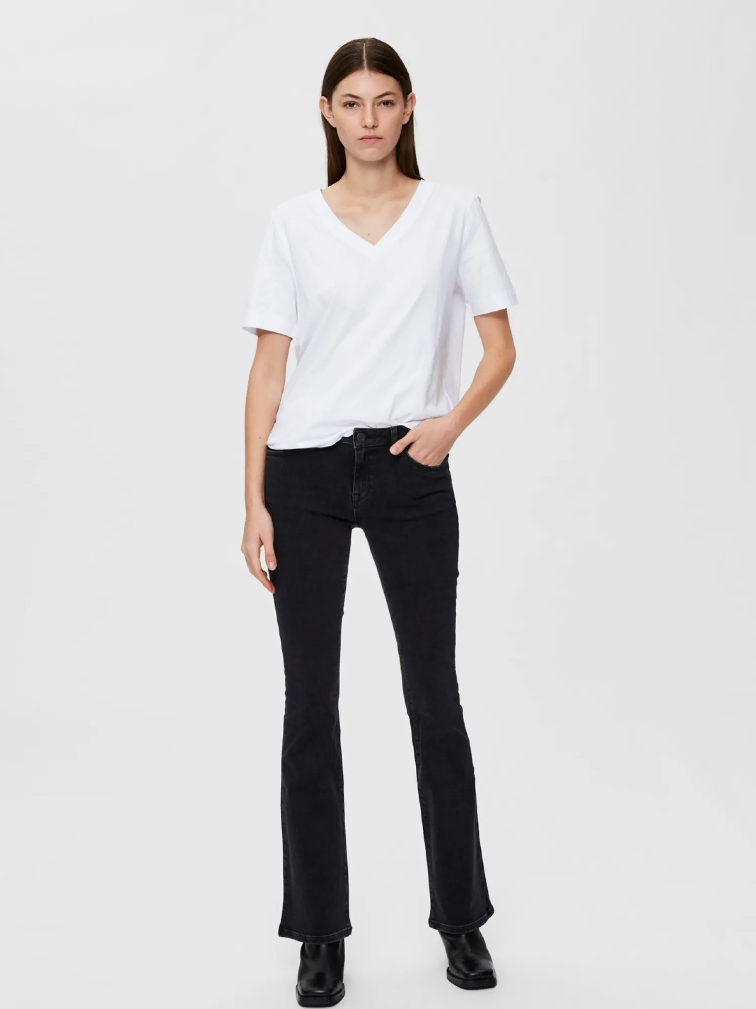 Best Sale Selected Basic T-Shirt Met V-Hals Standard Bright White