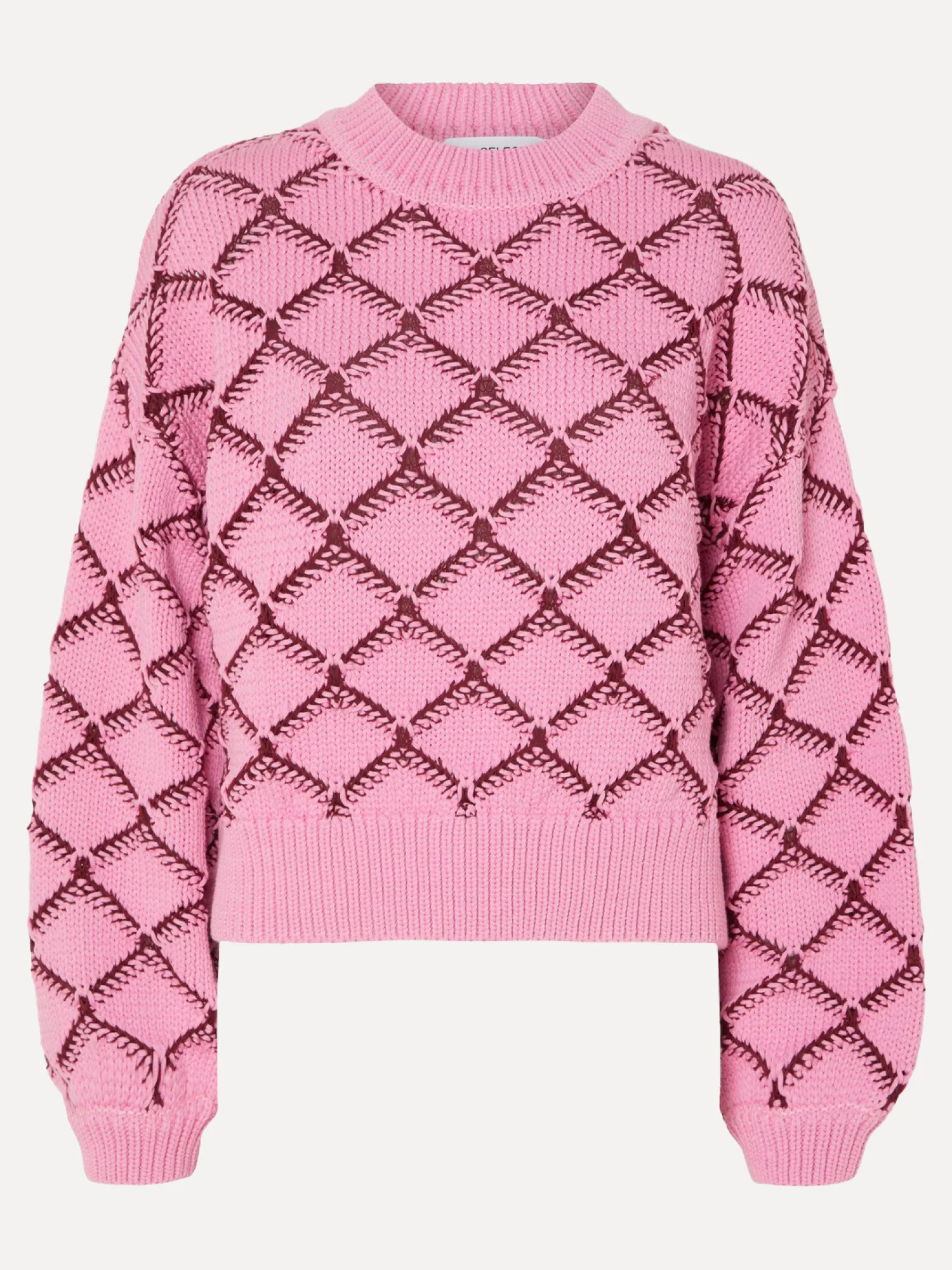 New Selected Bedrukt Gecropt Sweater Olivia Moonlite Mauve