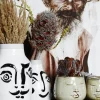 Shop Madam Stoltz Bloempot Met Gezicht Opdruk Creme/Brown