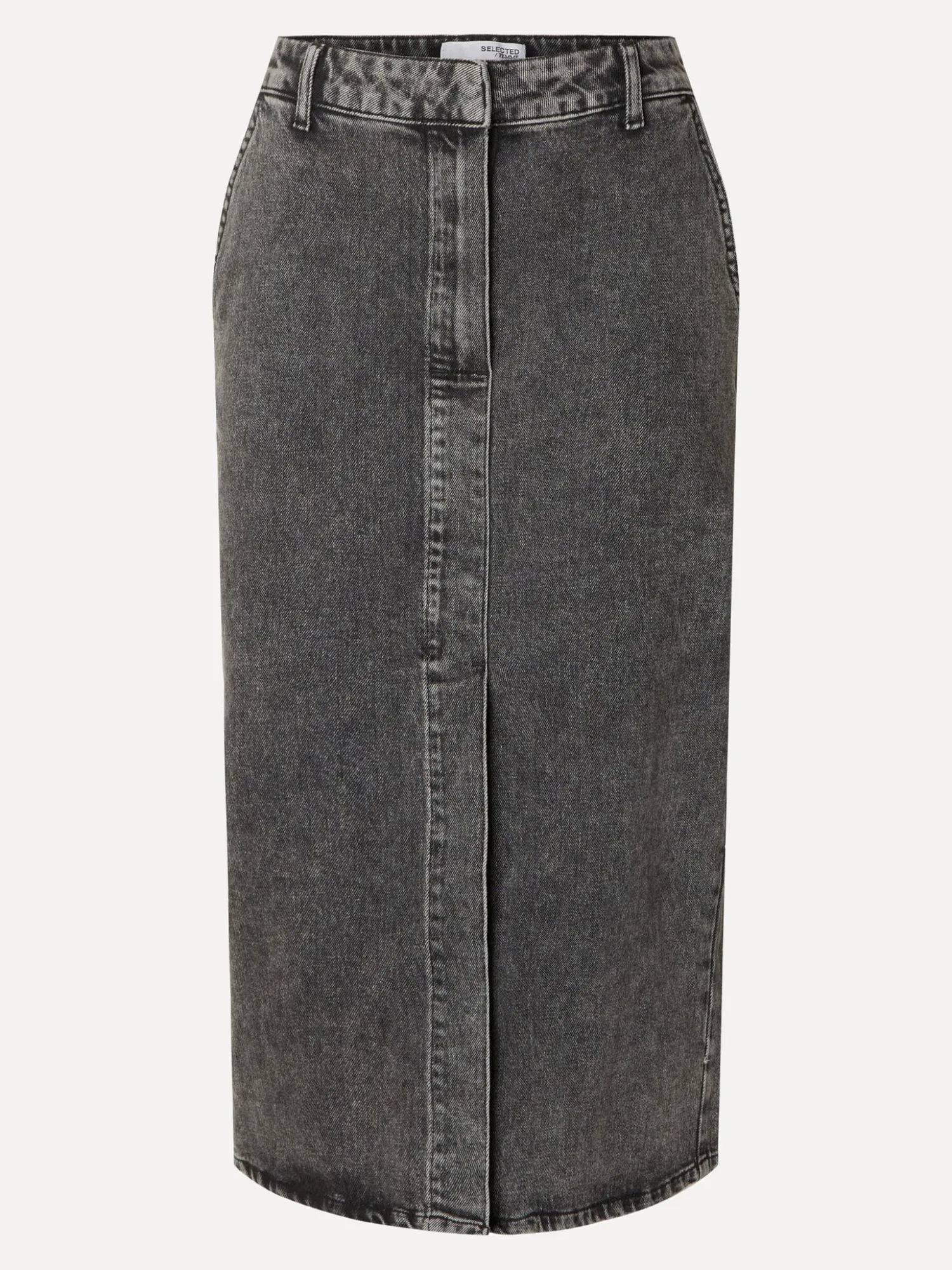 Best Sale Selected Denim Midi Rok Cali Dark Grey Denim