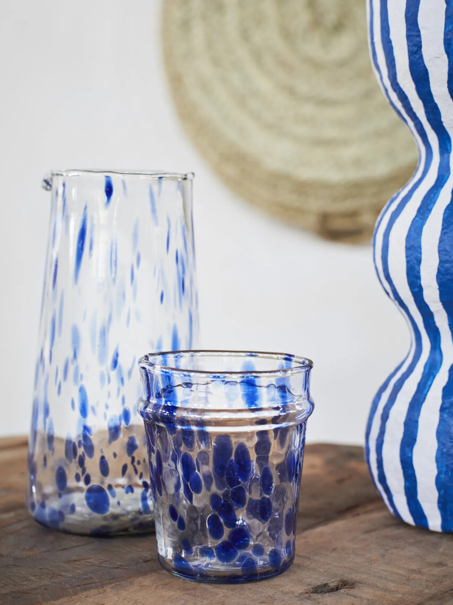Outlet Madam Stoltz Drinkglas Clear Blue