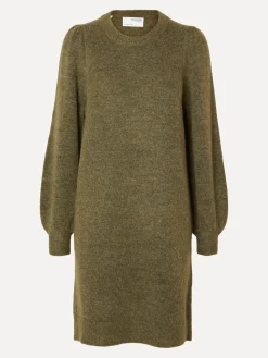 Cheap Selected Gebreide Jurk Mola Mia Dusky Green