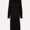 Outlet Selected Gebreide Midi Jurk Maline Black
