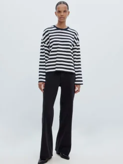 Hot Edited Gestreept T-Shirt Met Lange Mouwen Delfia Black & White Stripes