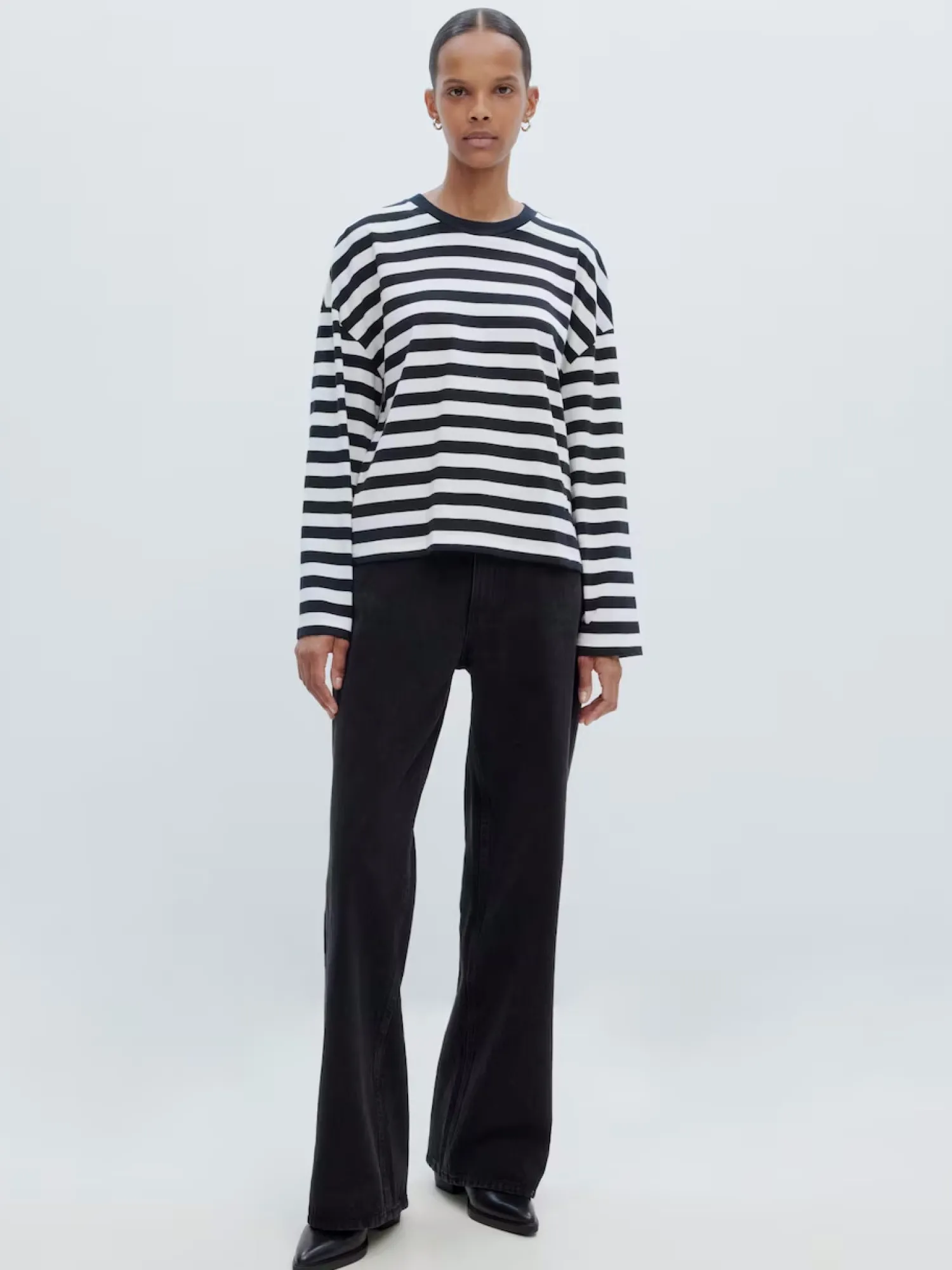 Hot Edited Gestreept T-Shirt Met Lange Mouwen Delfia Black & White Stripes