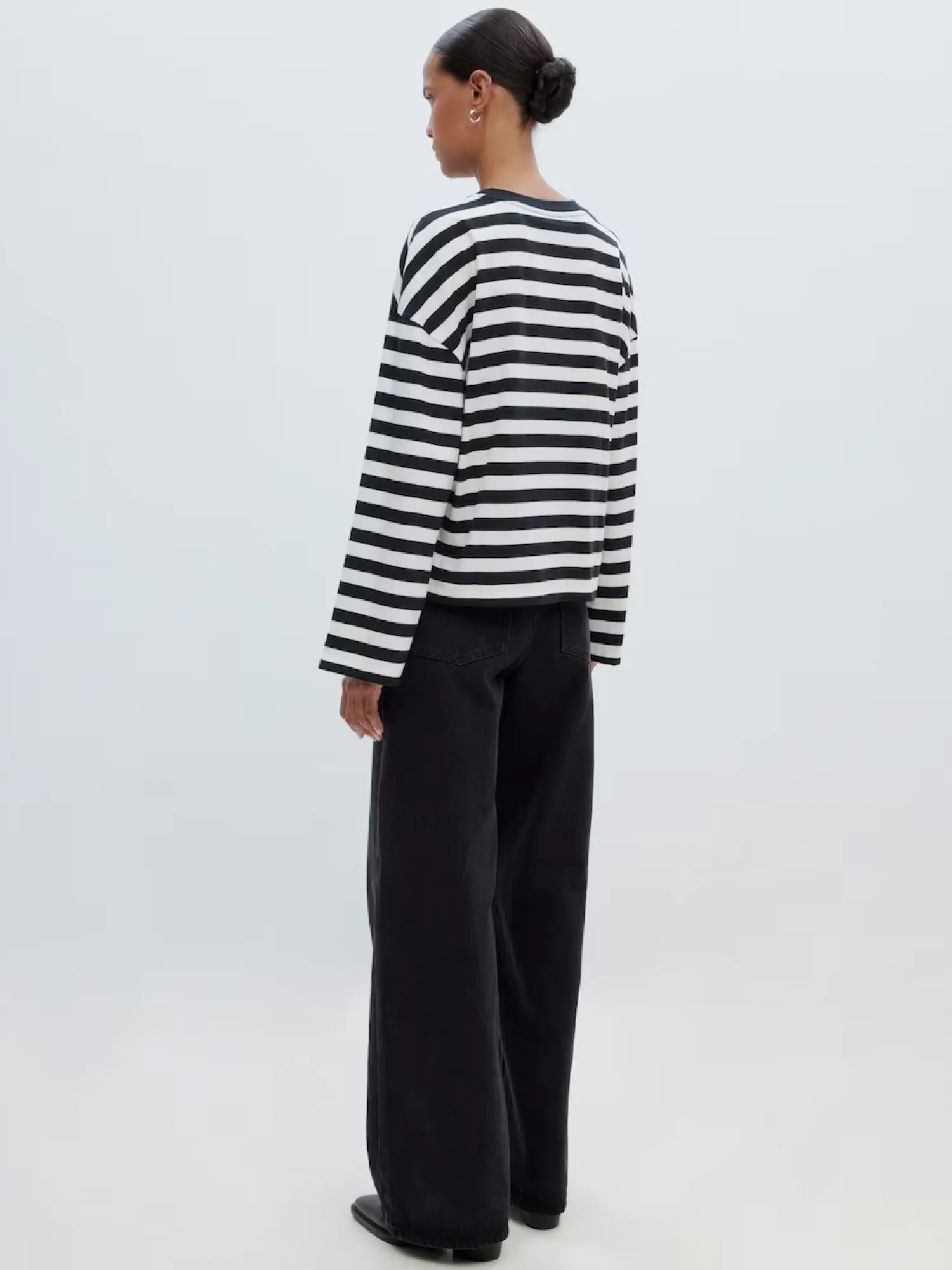Hot Edited Gestreept T-Shirt Met Lange Mouwen Delfia Black & White Stripes
