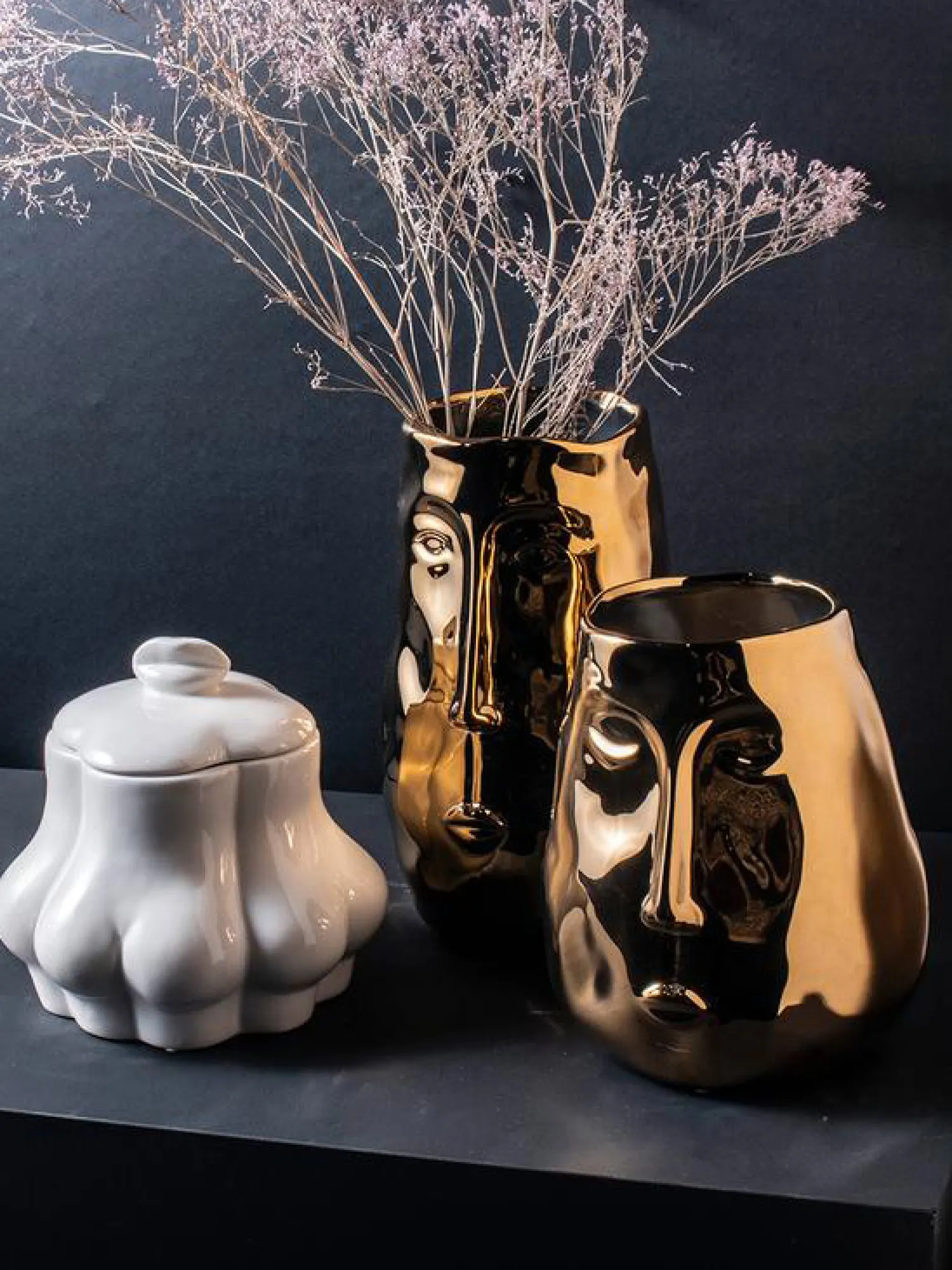Best Sale Gusta Gouden Vaas Met Gezicht Gold