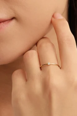 Best Sale Les Soeurs 14K Ring Gaja Single Diamond Gold