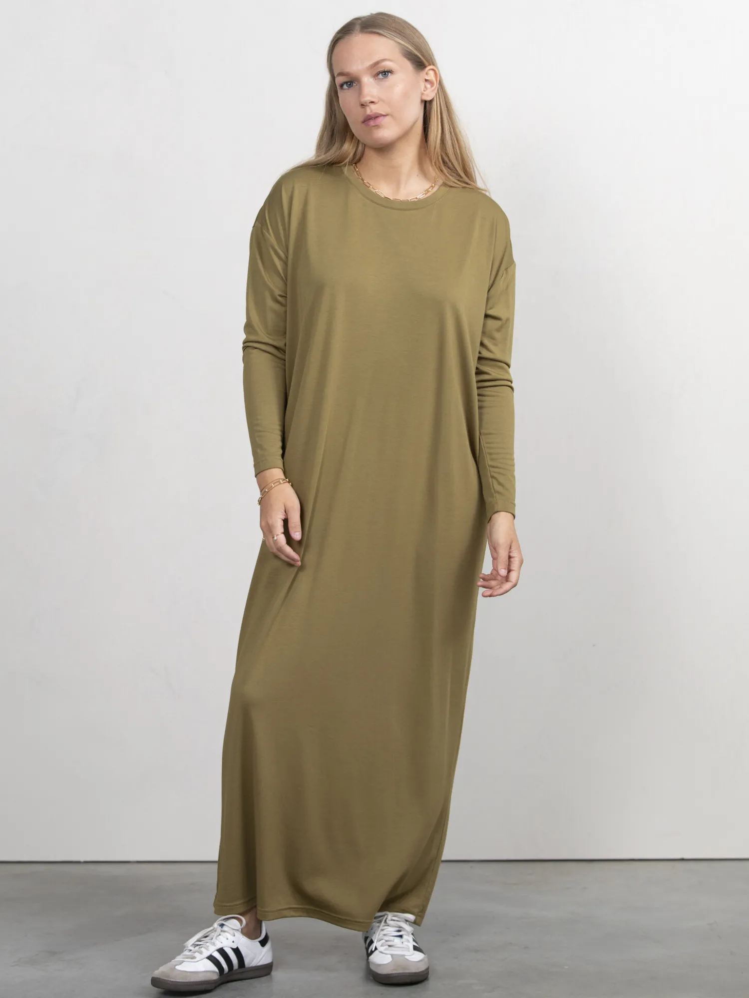 New Les Soeurs Lange Jersey Jurk Anne Olive