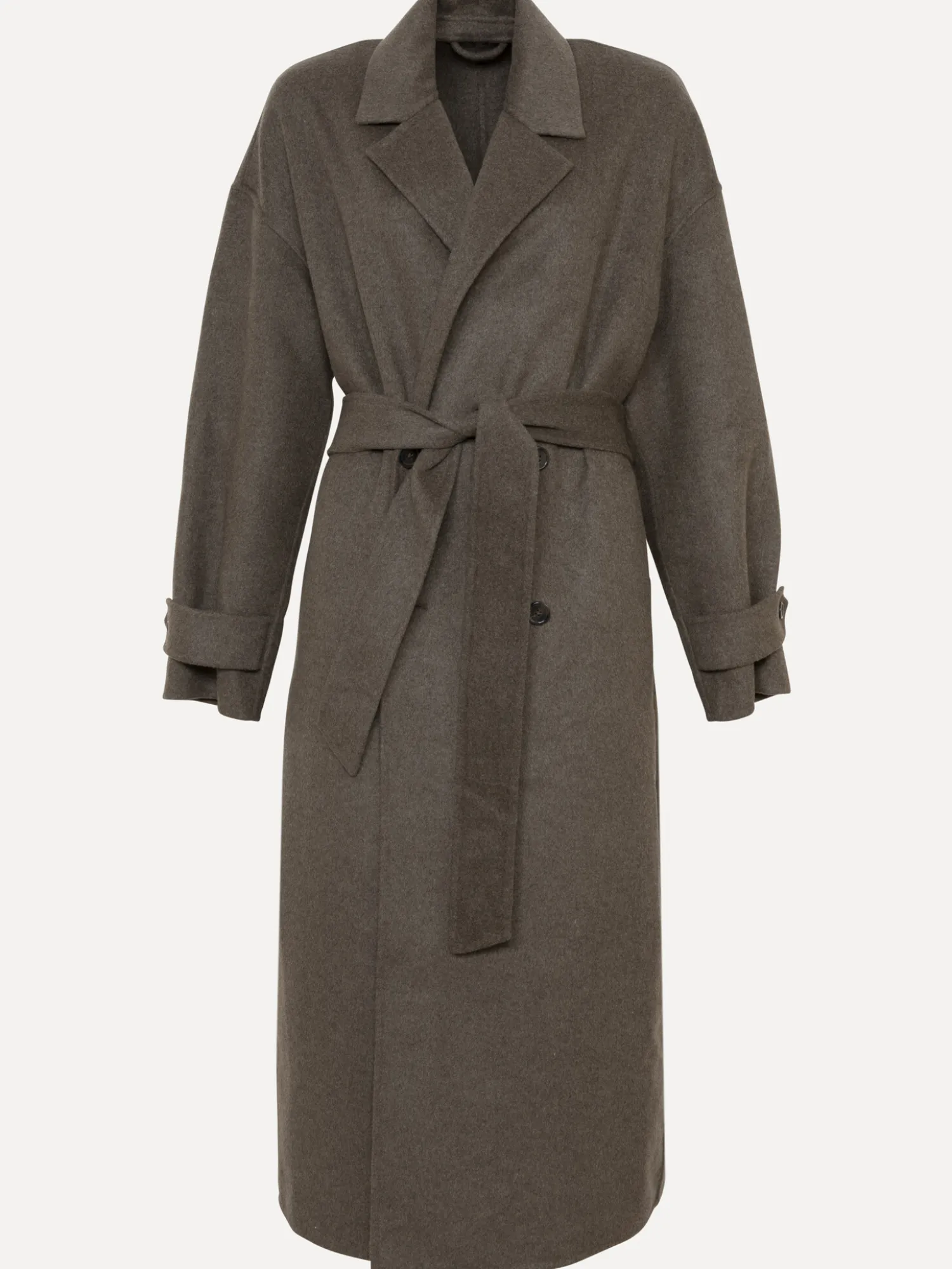 Store Les Soeurs Lange Wollen Jas Adan Brown