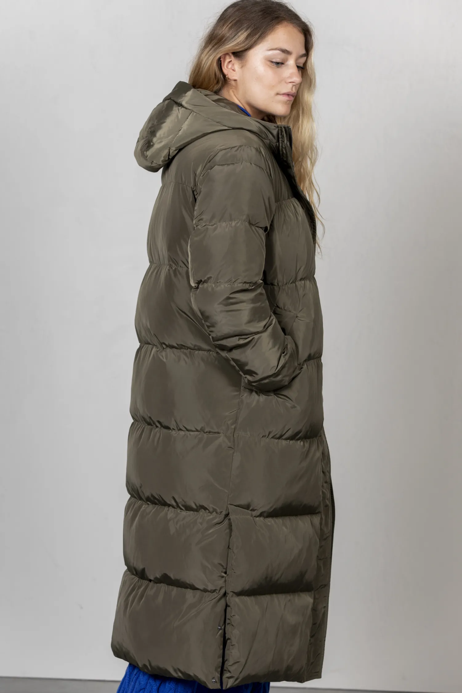 Store Les Soeurs Longline Gewatteerde Jas Colin Khaki