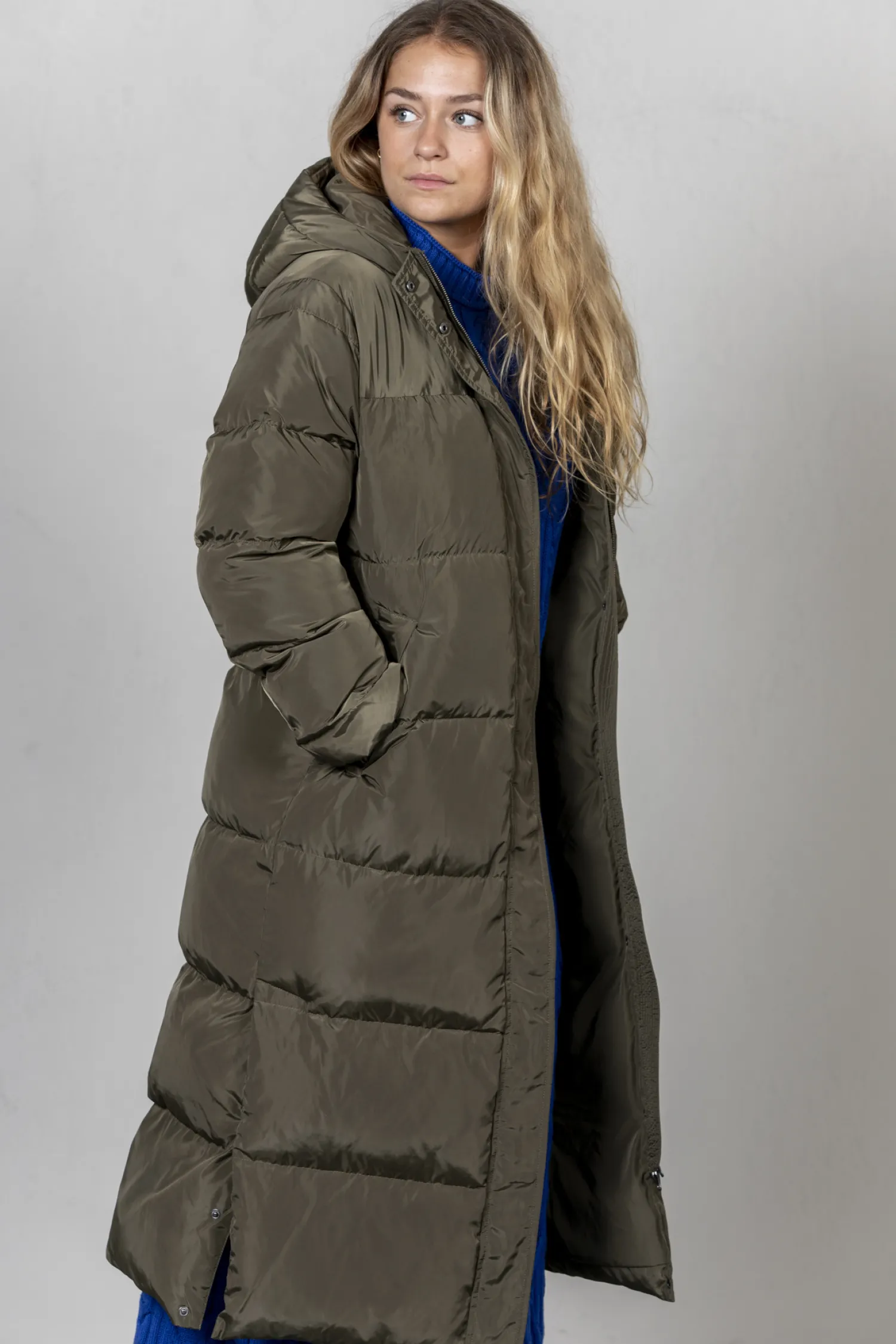 Store Les Soeurs Longline Gewatteerde Jas Colin Khaki