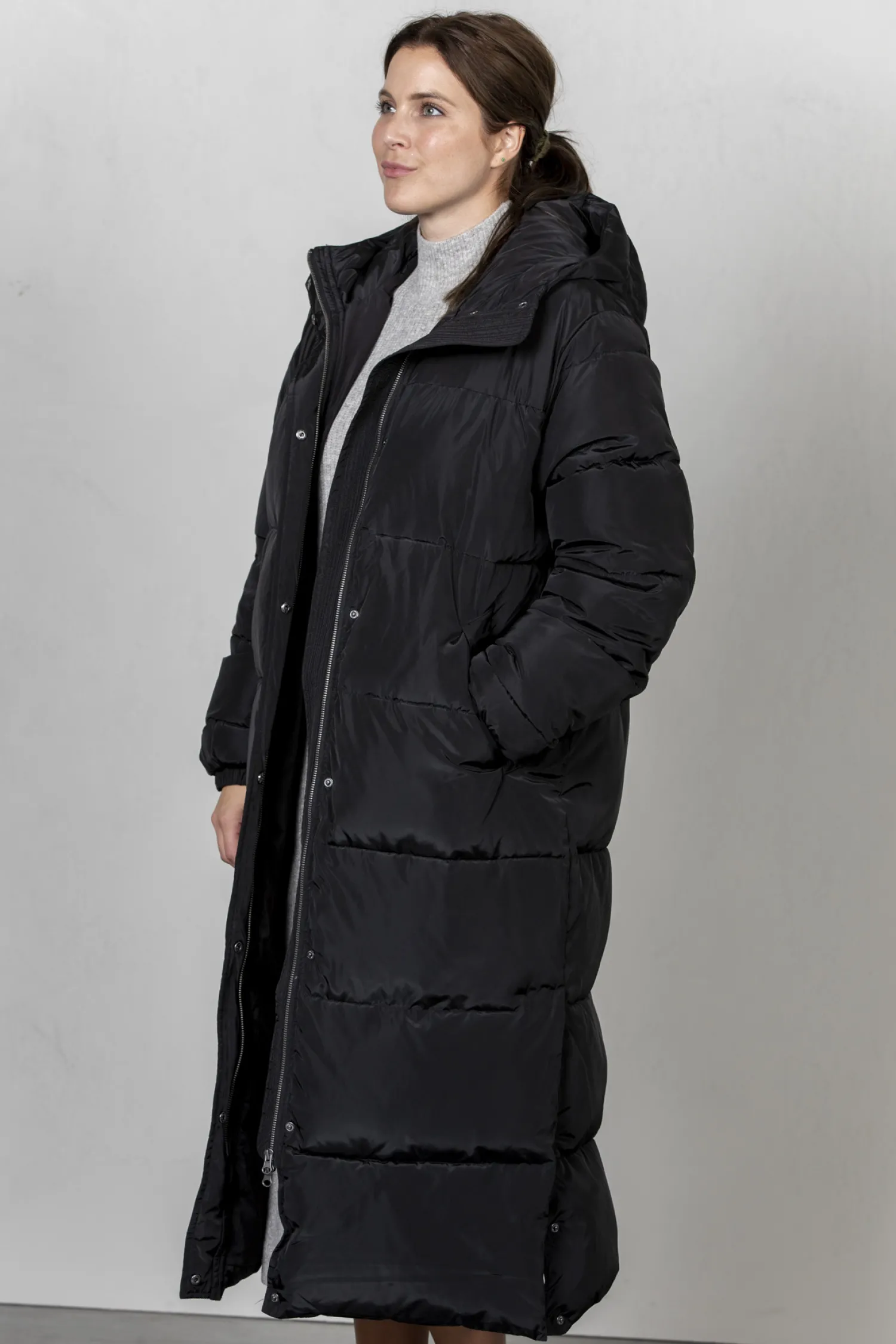 Store Les Soeurs Longline Gewatteerde Jas Colin Black