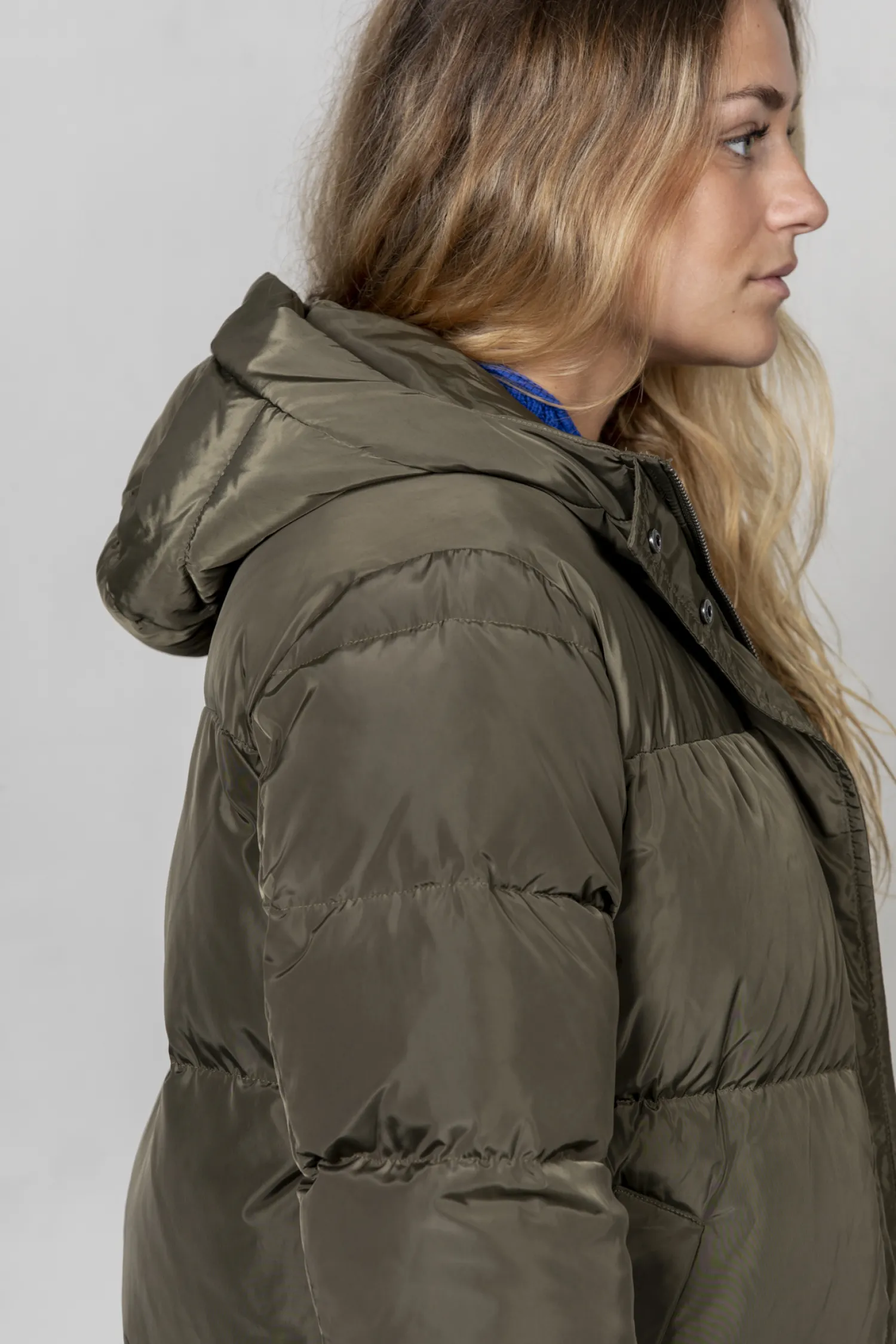 Store Les Soeurs Longline Gewatteerde Jas Colin Khaki