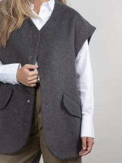 Best Sale Les Soeurs Mouwloos Wollen Vest Ayda Grey