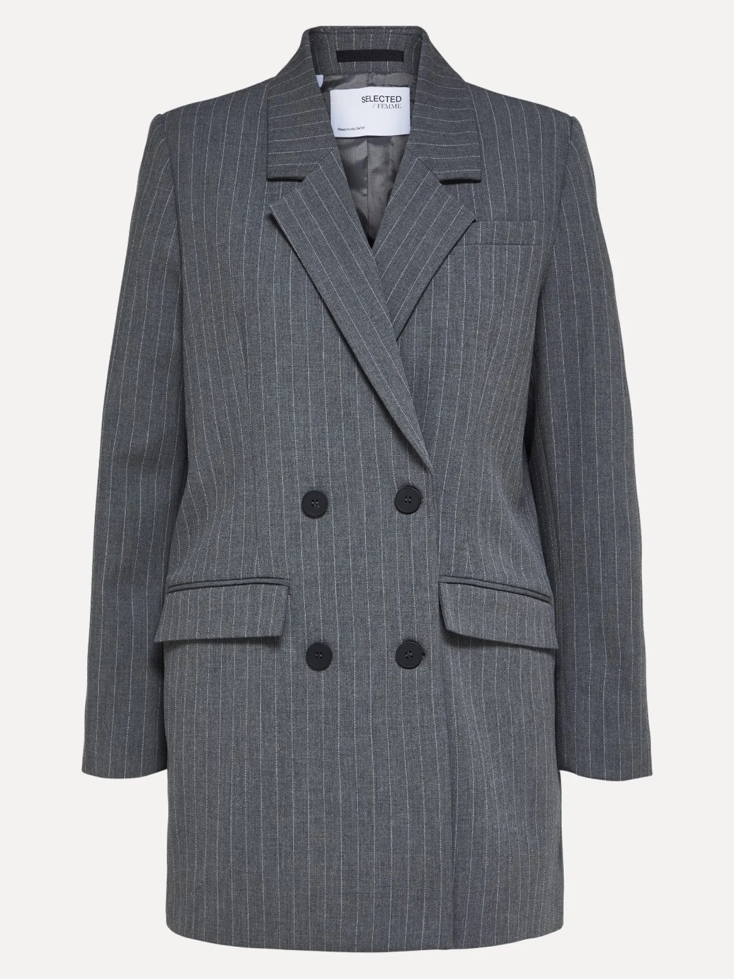 Online Selected Oversized Blazer Myla Medium Grey Melange