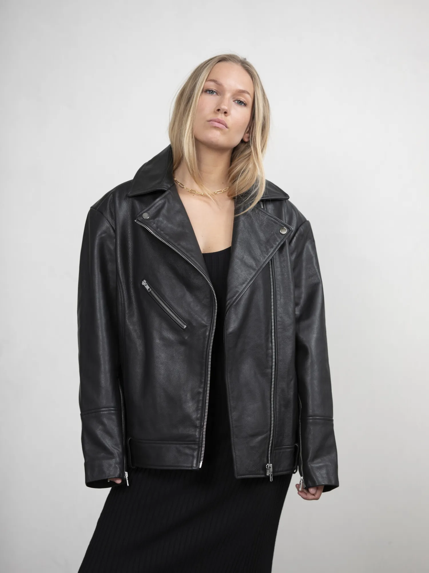 Clearance Edited Oversized Leren Jas Lulia Black