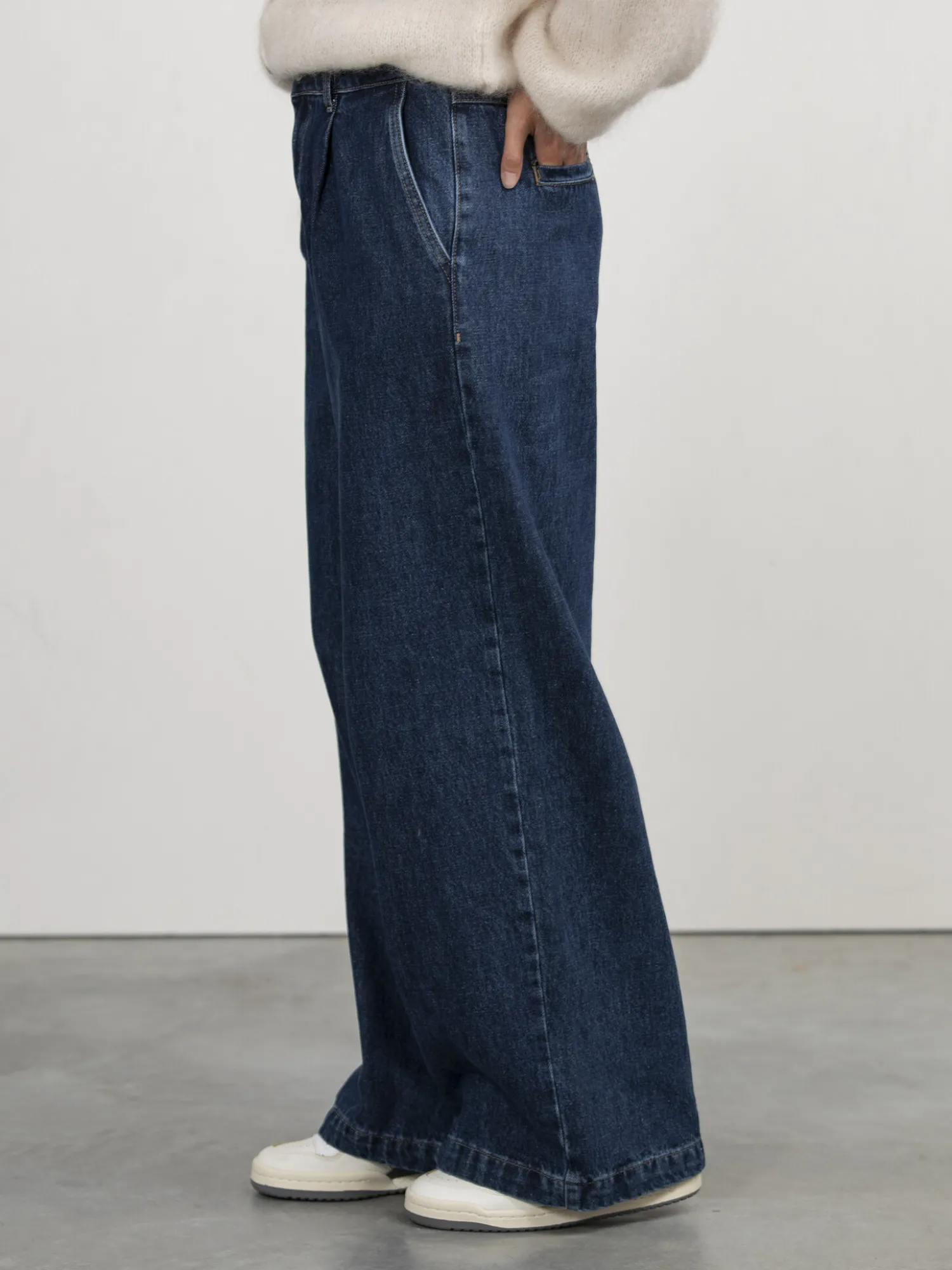 Clearance Les Soeurs Pleated Denim Aras Dark Blue