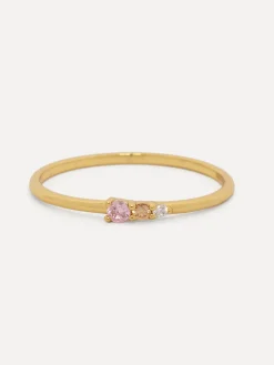 Fashion Les Soeurs Ring Chloe Vintage Triple Stone Pink Gold