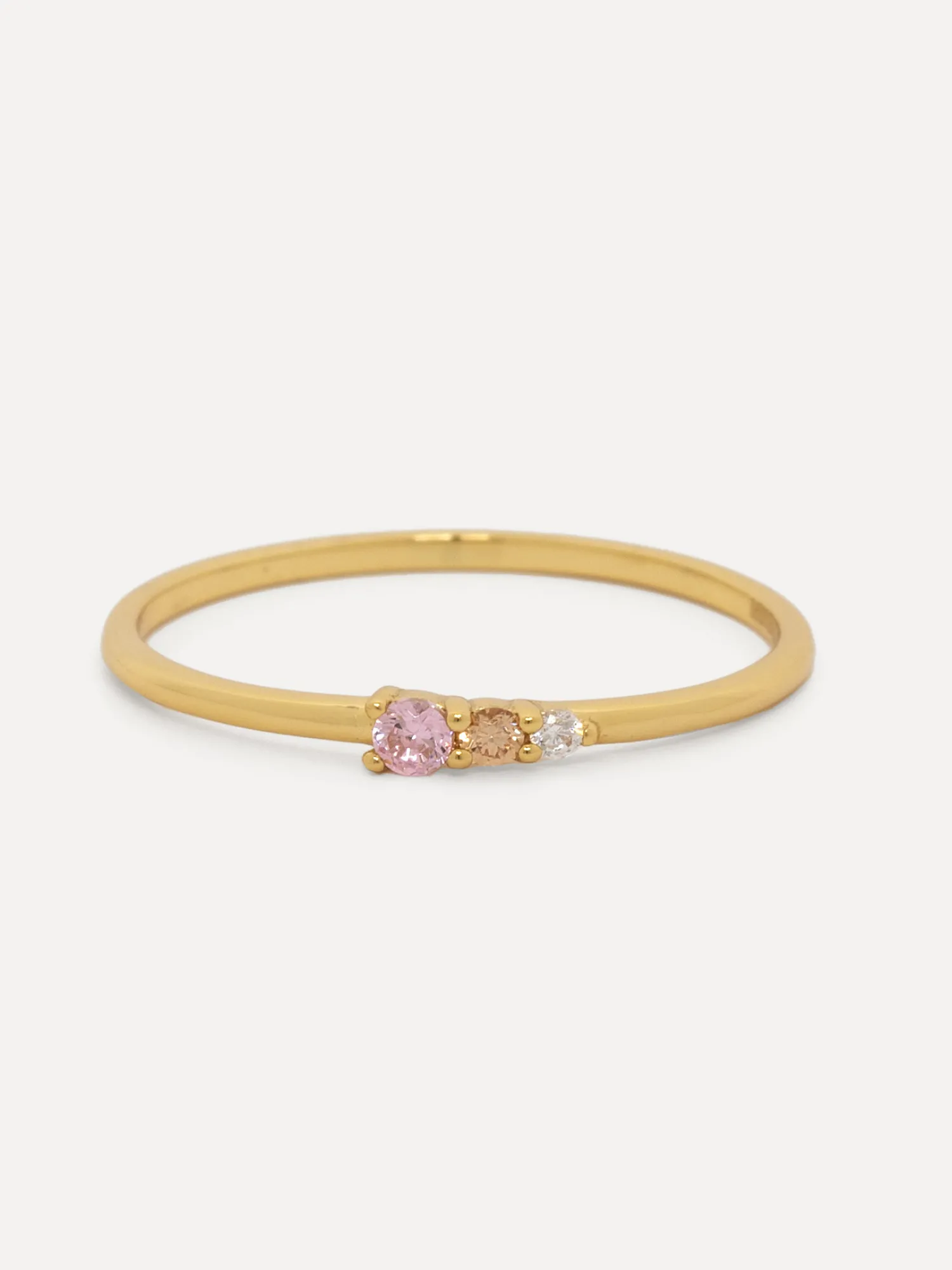 Fashion Les Soeurs Ring Chloe Vintage Triple Stone Pink Gold