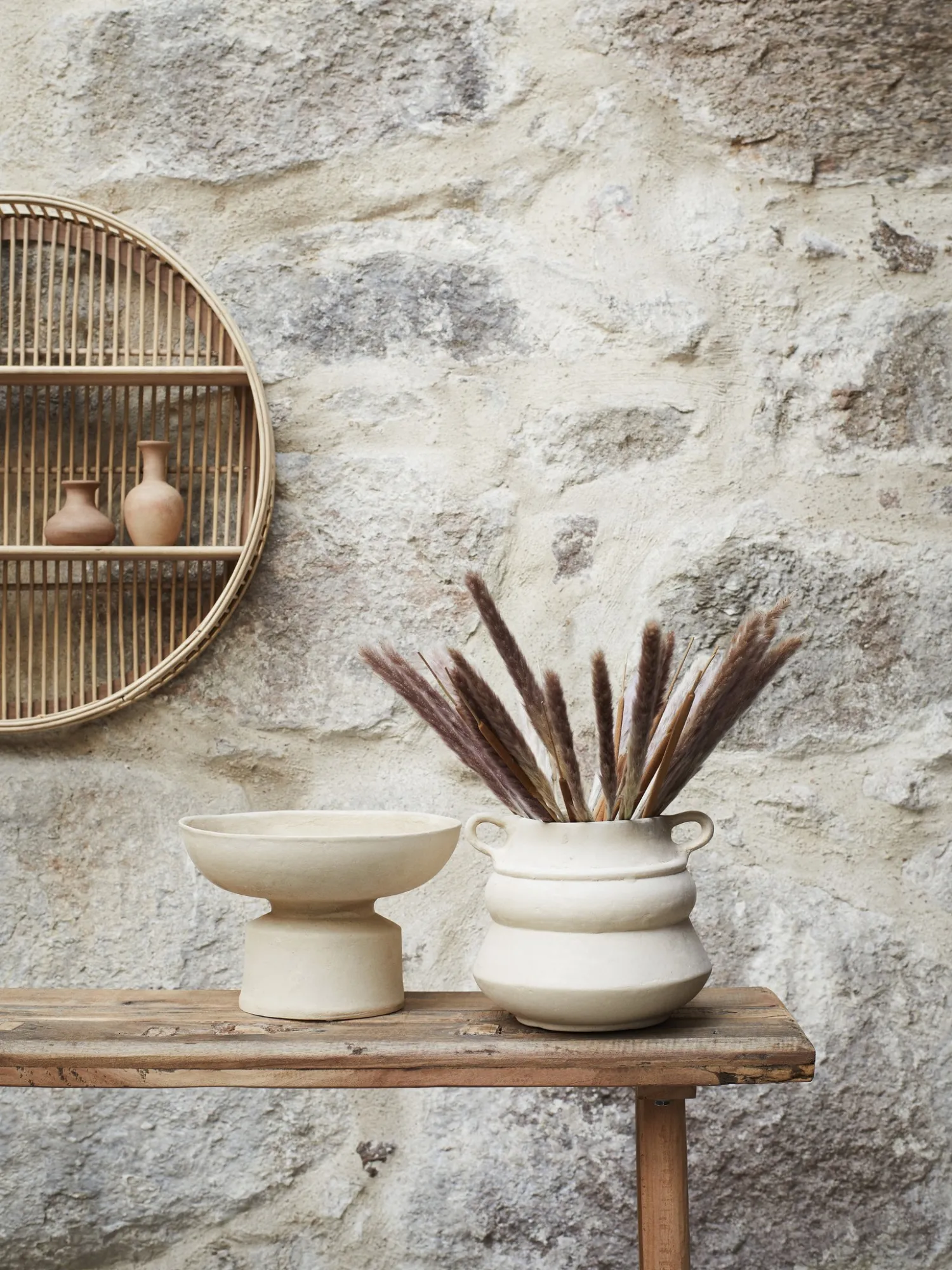 Shop Madam Stoltz Ronde Bamboo Schap Dark Natural