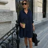 Shop Les Soeurs Satijn Blousejurk Mason Dark Blue