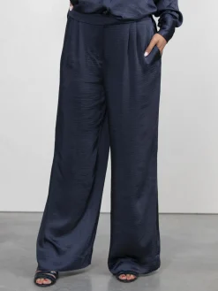 Clearance Les Soeurs Satijn Rechte Broek Adele Navy