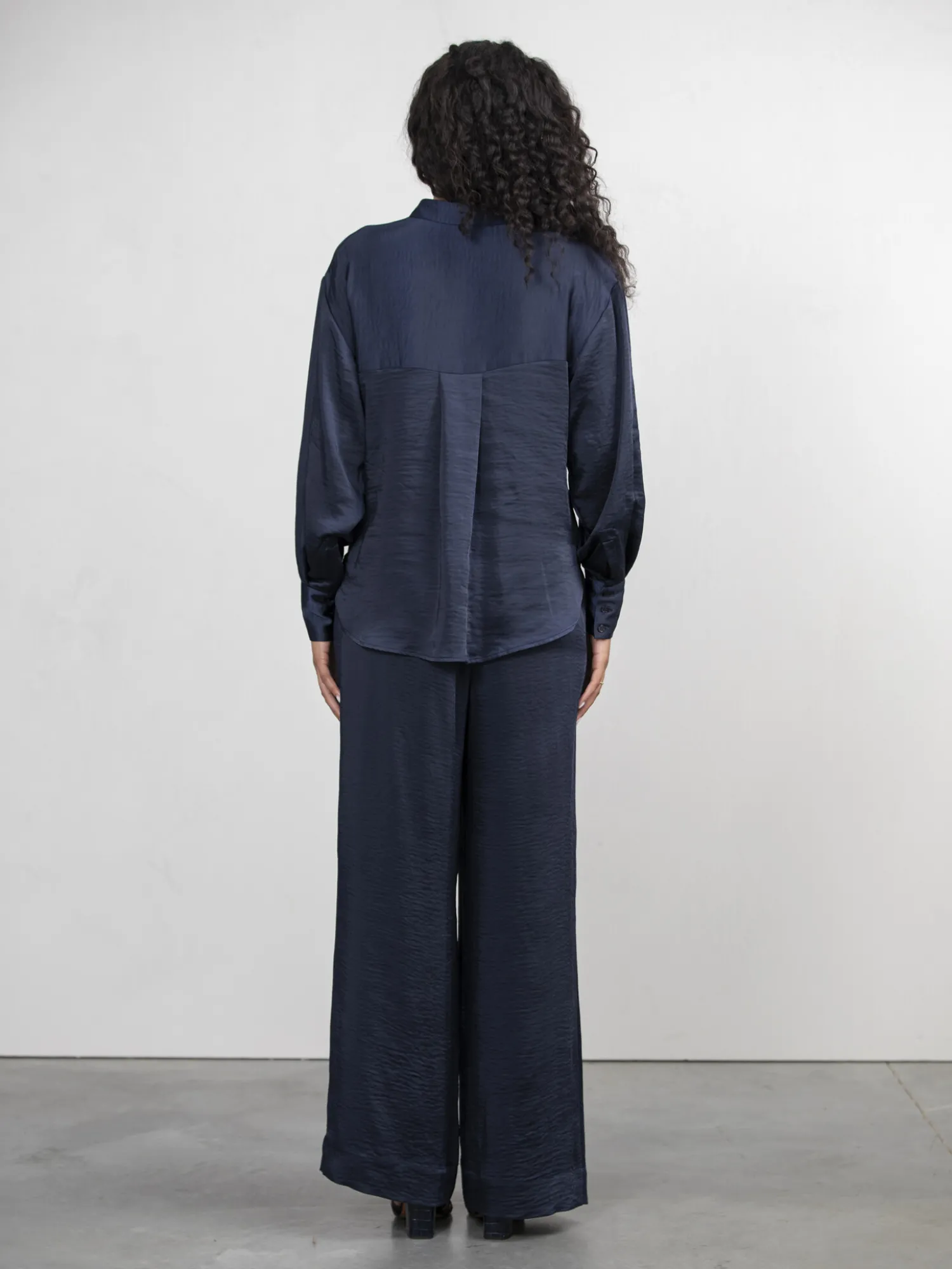 Clearance Les Soeurs Satijn Rechte Broek Adele Navy