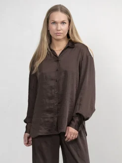 Online Les Soeurs Satijnen Blouse Abigael Dark Brown