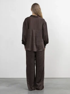 Online Les Soeurs Satijnen Blouse Abigael Dark Brown