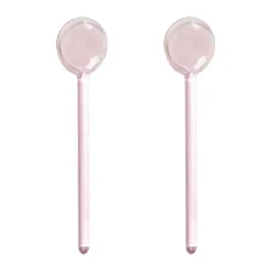 Clearance à La Collection Set Van Twee Glazen Lepeltjes Blush