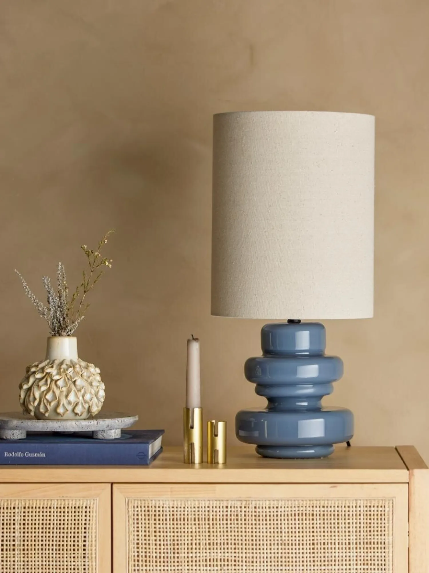 Clearance Bloomingville Tafellamp Fabiola Blue Glass