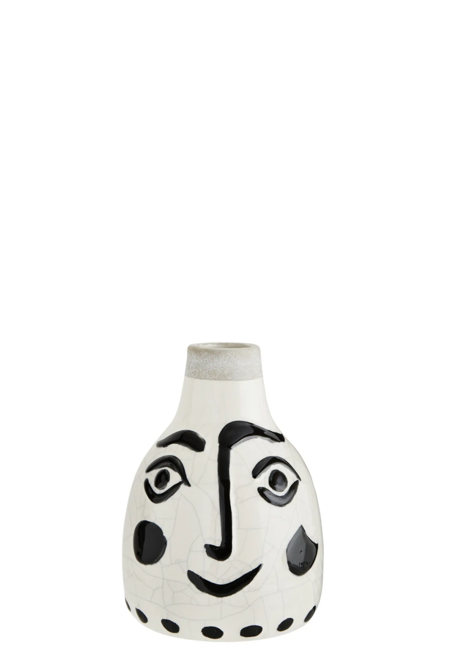 Sale Madam Stoltz Terracotta Vaas Met Gezicht Black White