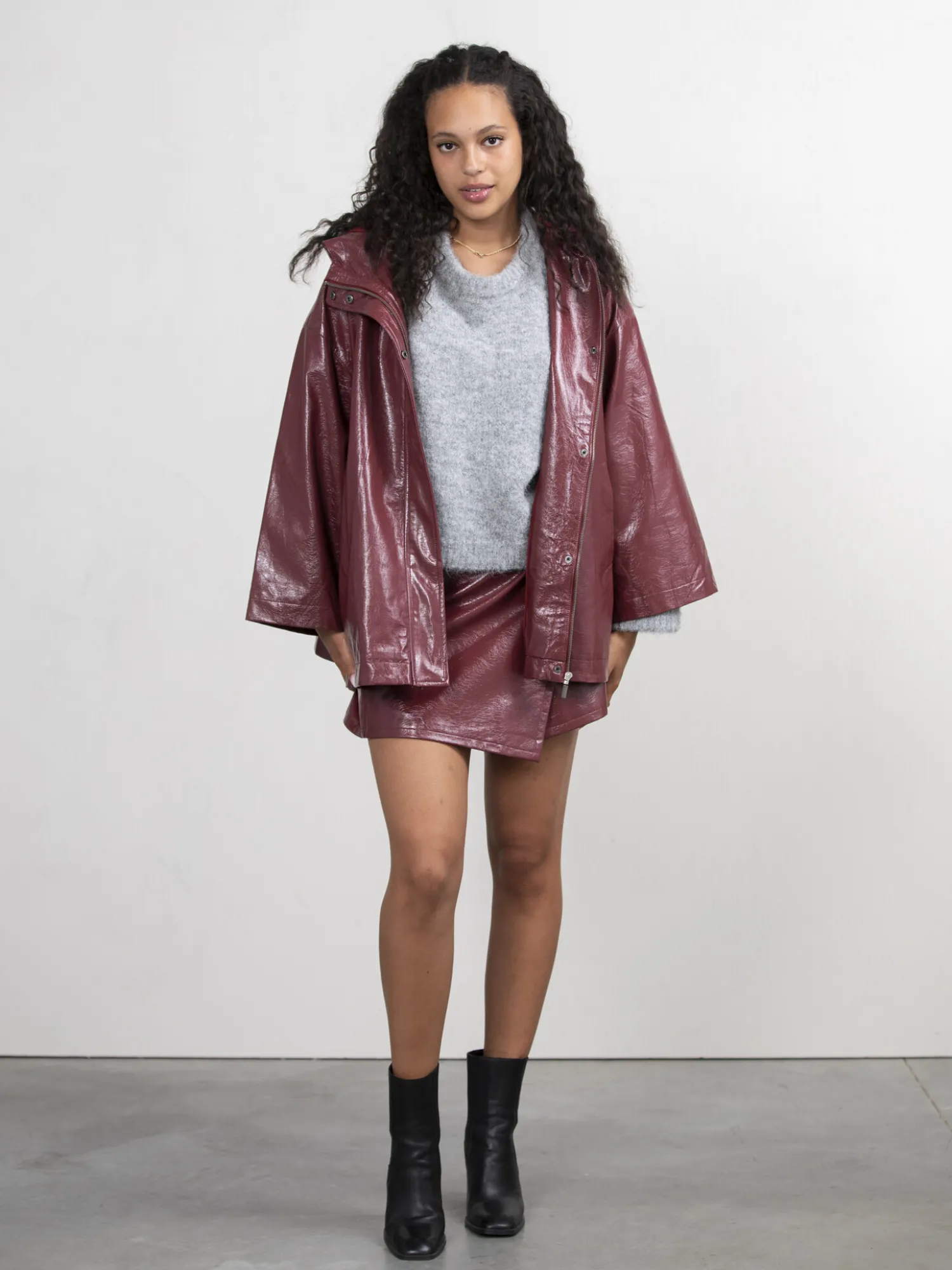 Fashion Les Soeurs Vegan Leren Jas Violet Bordeaux