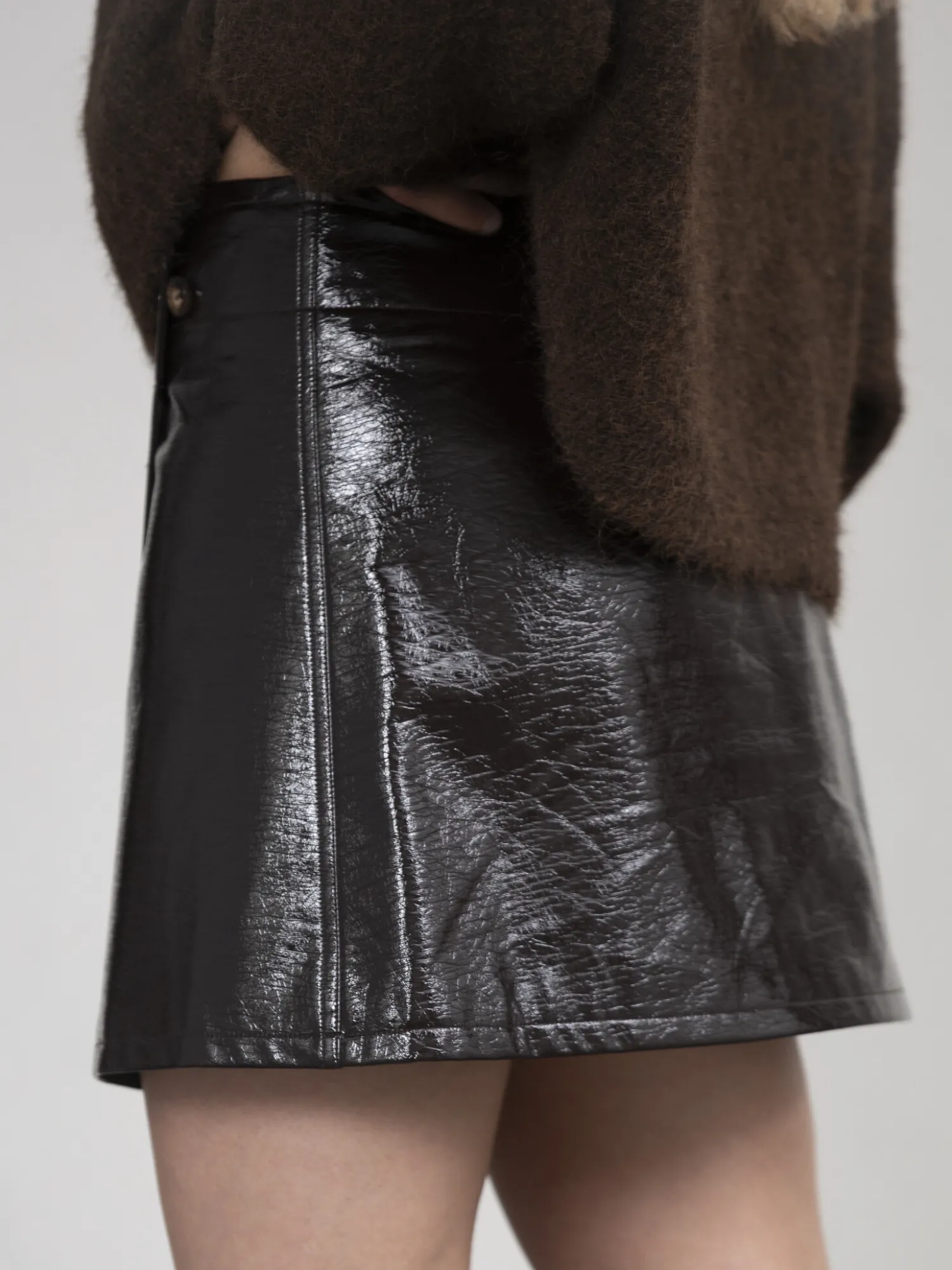 New Les Soeurs Vegan Leren Mini Rok Avery Dark Brown