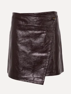 New Les Soeurs Vegan Leren Mini Rok Avery Dark Brown