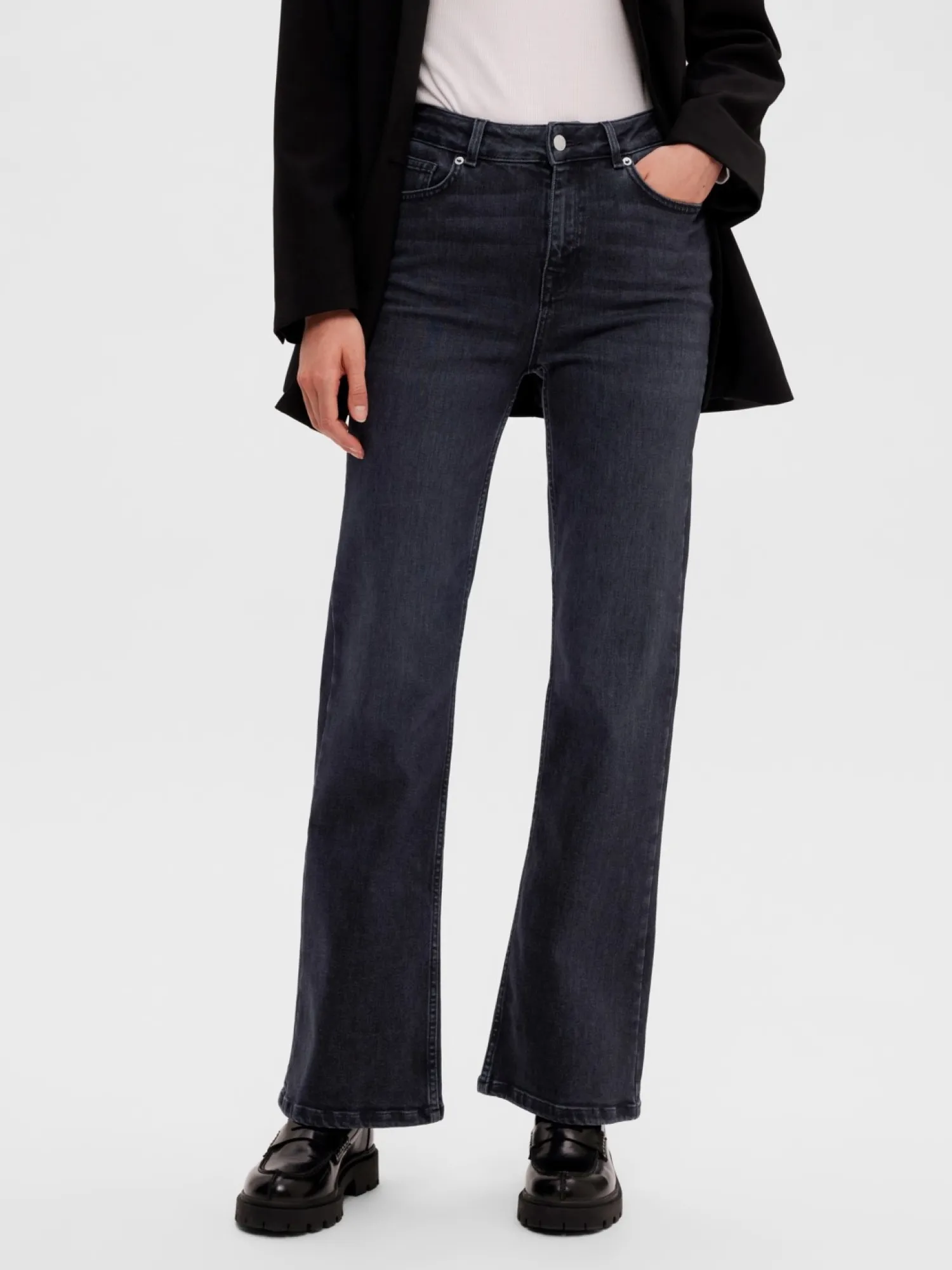 Outlet Selected Vervaagd Bootcut Jeans Tone Black Denim
