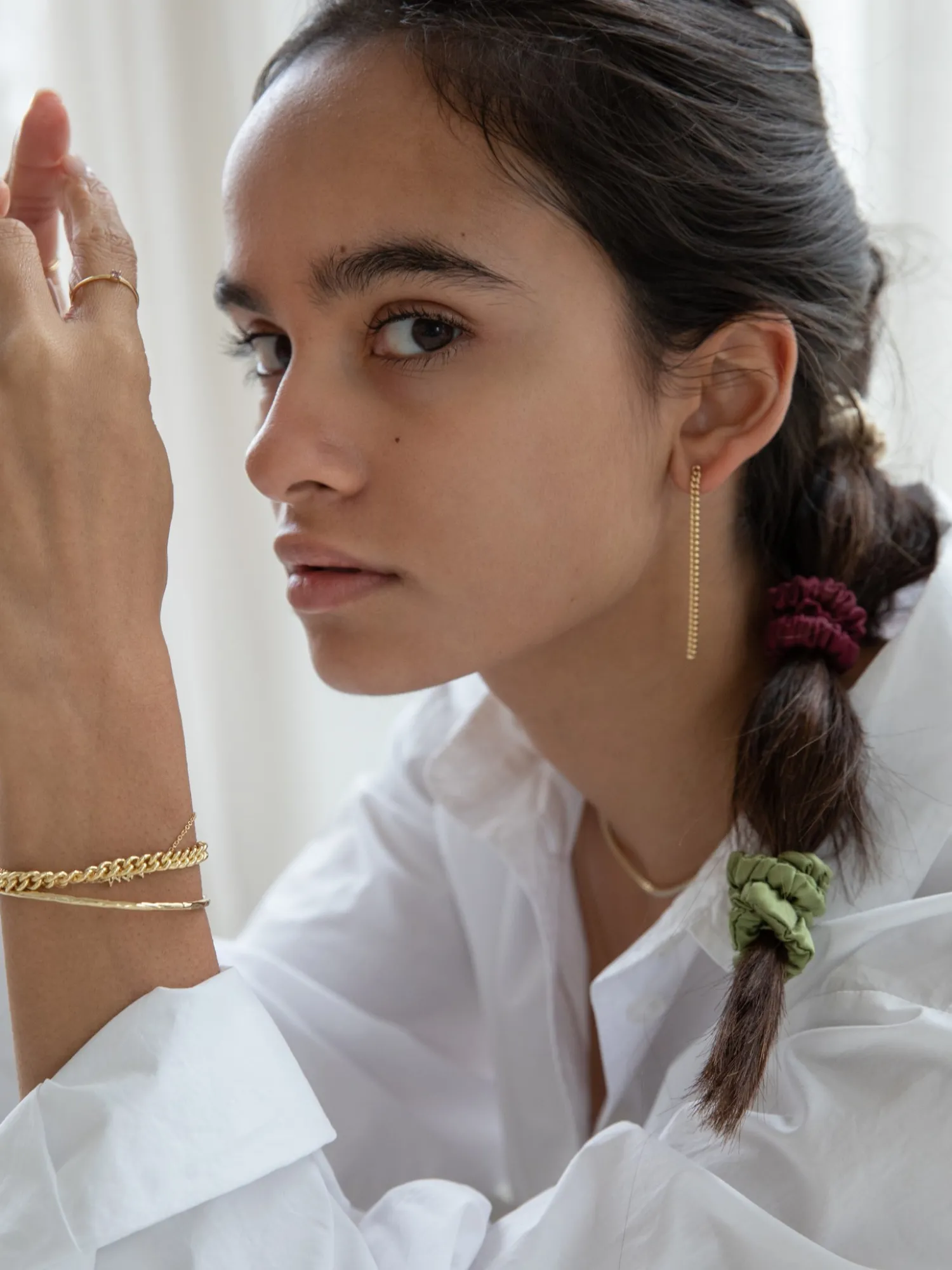 Online Les Soeurs Zijden Scrunchie Olive